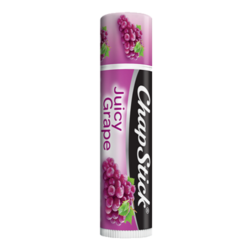 ChapStick® Juicy Grape lip balm in 0.12oz purple, green and white tube.