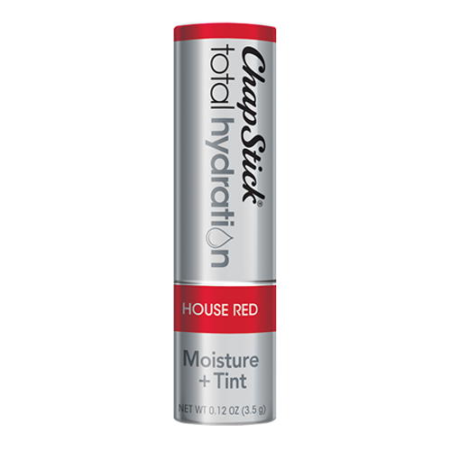 ChapStick® Total Hydration Moisture + Tint House Red lip balm in 0.12oz grey tube.