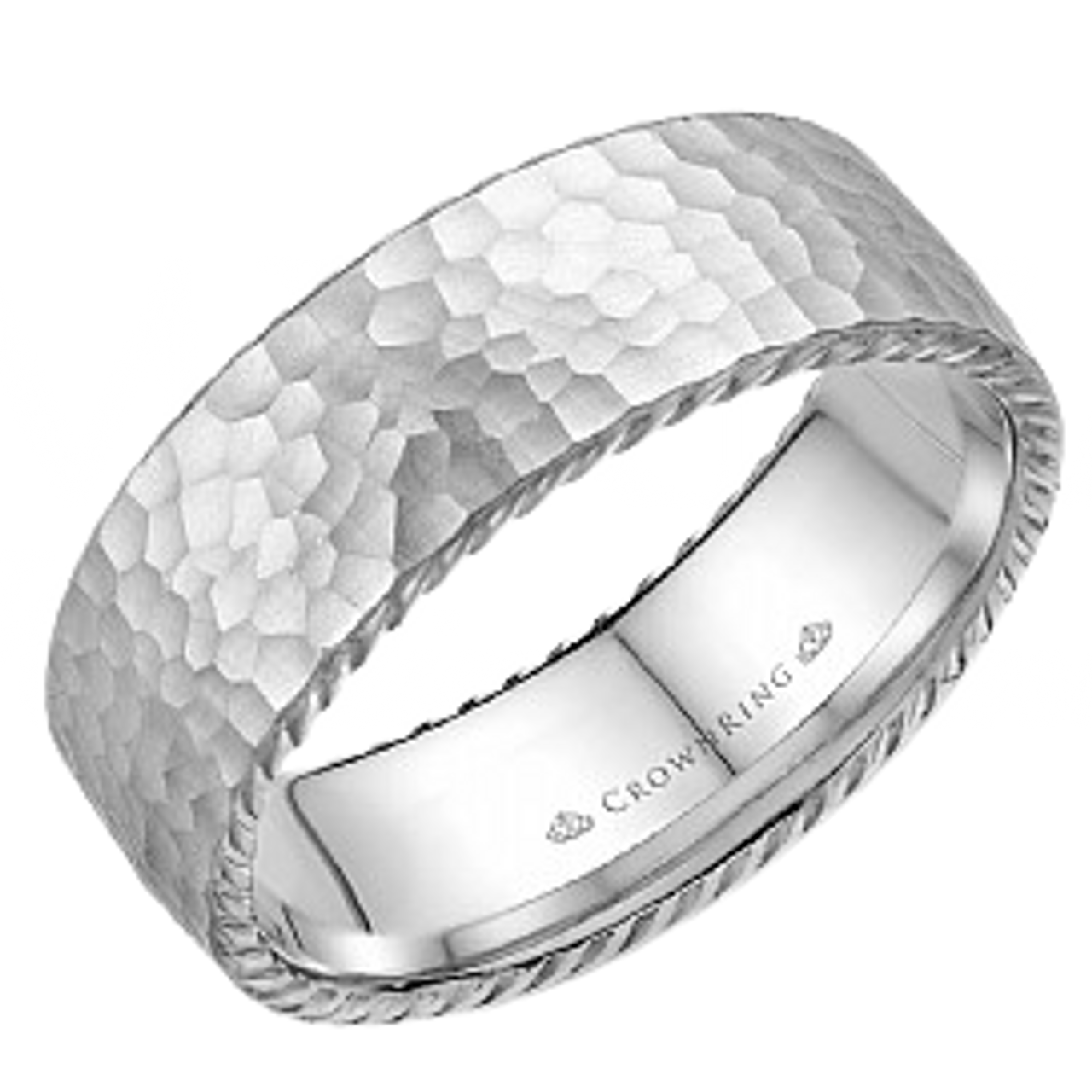 「Flat Hammered 8mm Plane Ring with Turquoise/ターコイズ付き平打8mmプレーンリング」(R-081)(ウルフパック) Flat hammered,8mm plane ring with K18 Indian flower - FIRST