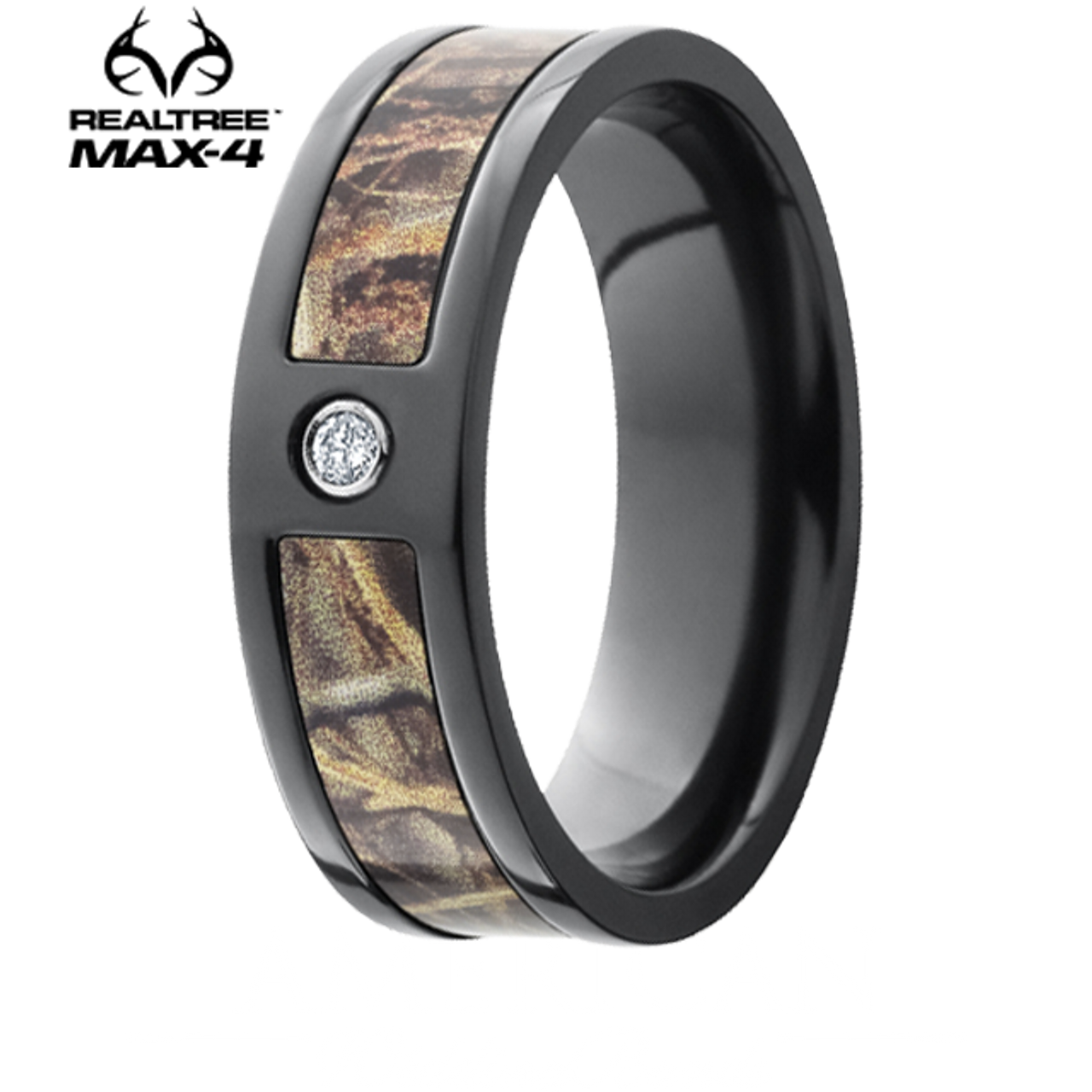 Black Camo on Silver Band Couples Ring Set With Stone | Camo wedding rings,  Couples ring set, Wedding rings