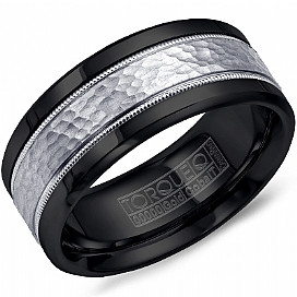 TORQUE Black Cobalt 14kt White Gold 9mm Comfort Fit Ring CB003MW9