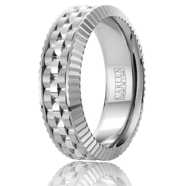 CARLEX CX3-0004WWW-S 18kt White Gold 7mm Comfort Fit Wedding Band