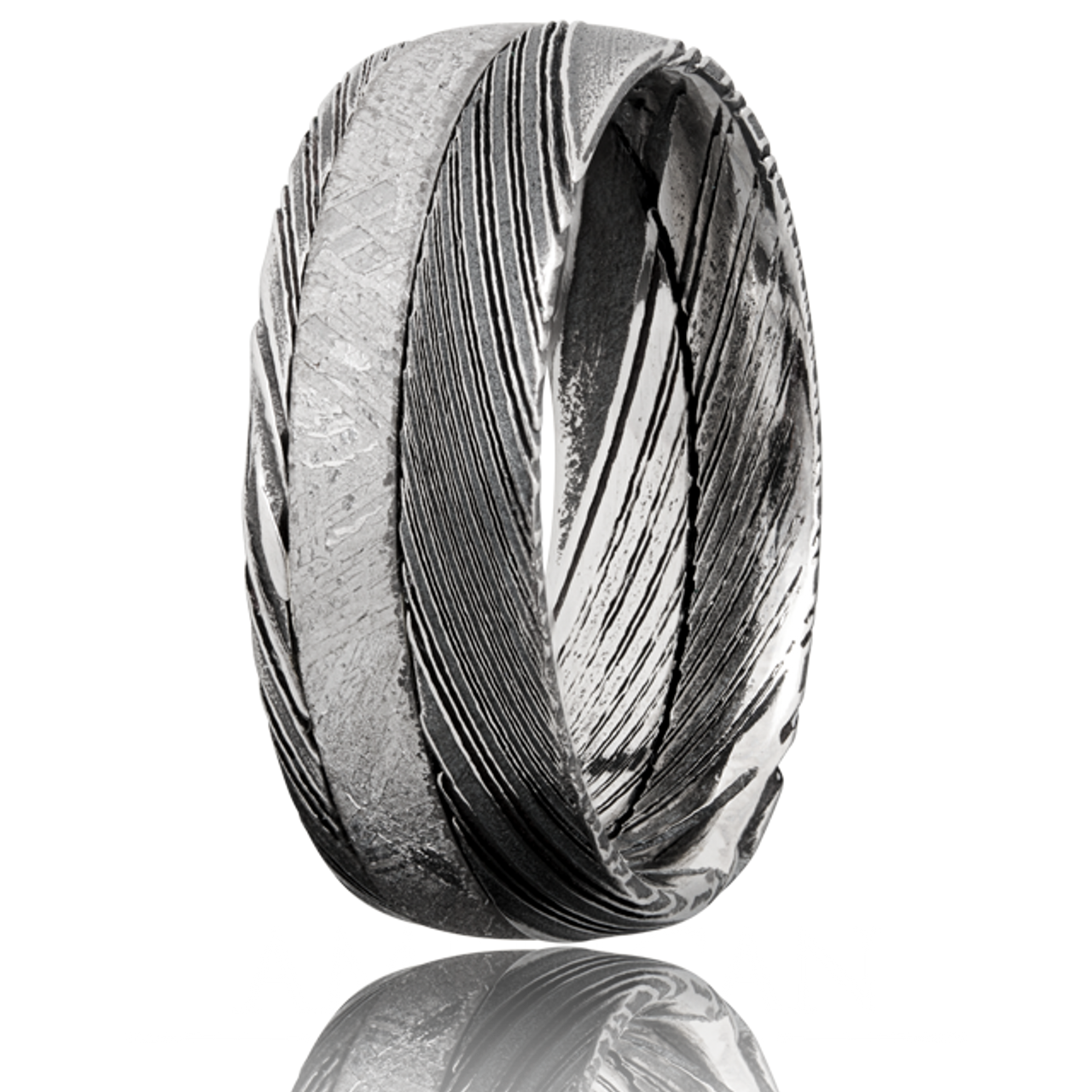 Men's Damascus Steel Ring Domed Men's Band