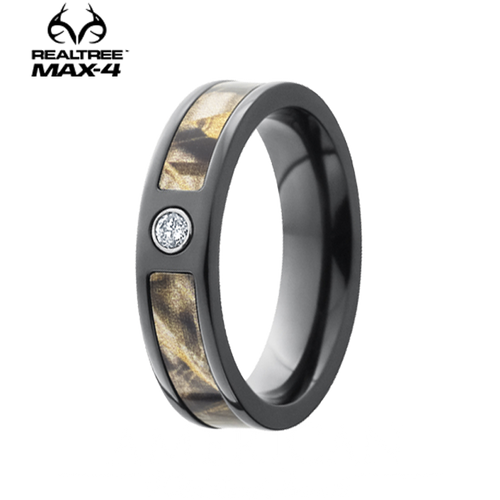 Lashbrook Realtree MAX-4® Camo 5mm Black Zirconium Diamond Ring (.05ct) - 5F13SEG-DIA