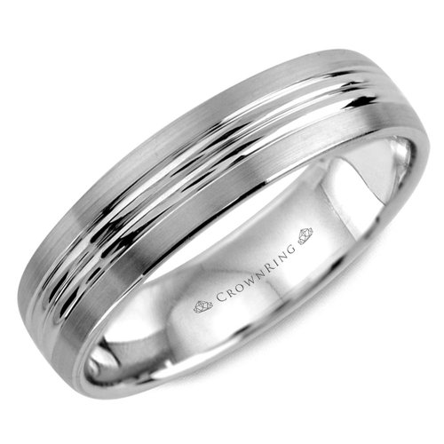 LB-2002-z Light Weight 5.5mm Satin & Polished Platinum Double Grooved Comfort Fit Ring