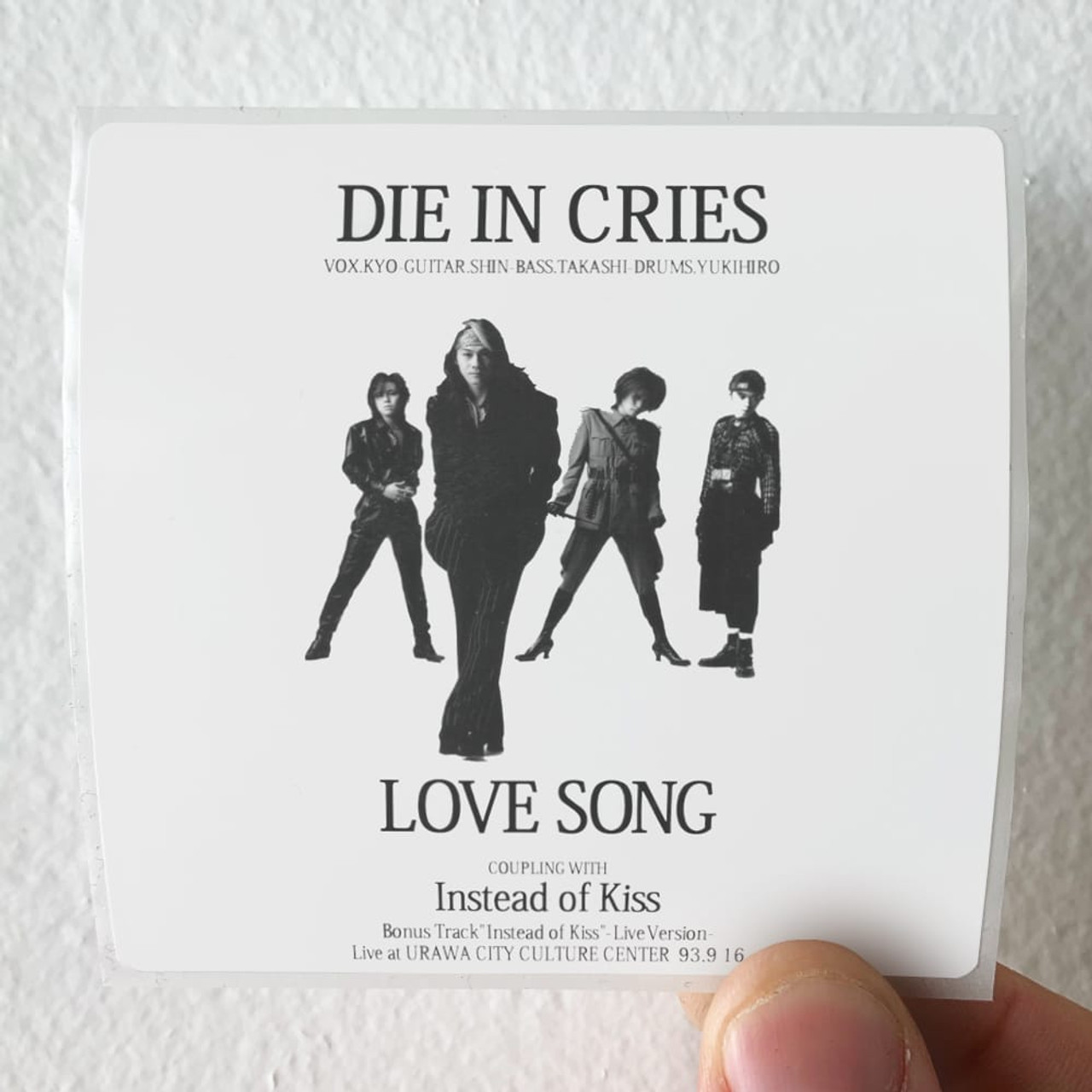 DIE IN CRIES Love Song Album Cover Sticker