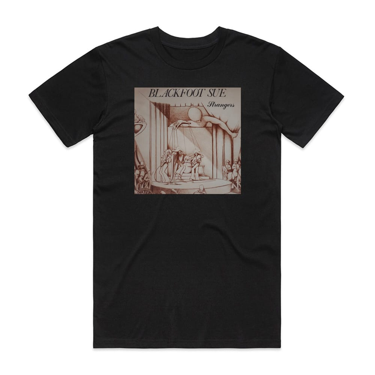 Blackfoot Sue Strangers Album Cover T-Shirt Black