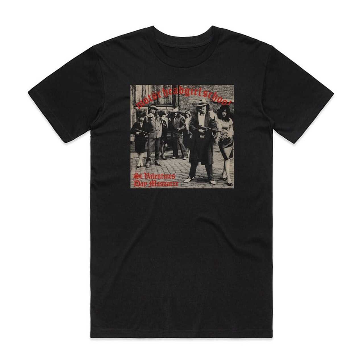 Girlschool St Valentines Day Massacre Album Cover T-Shirt Black
