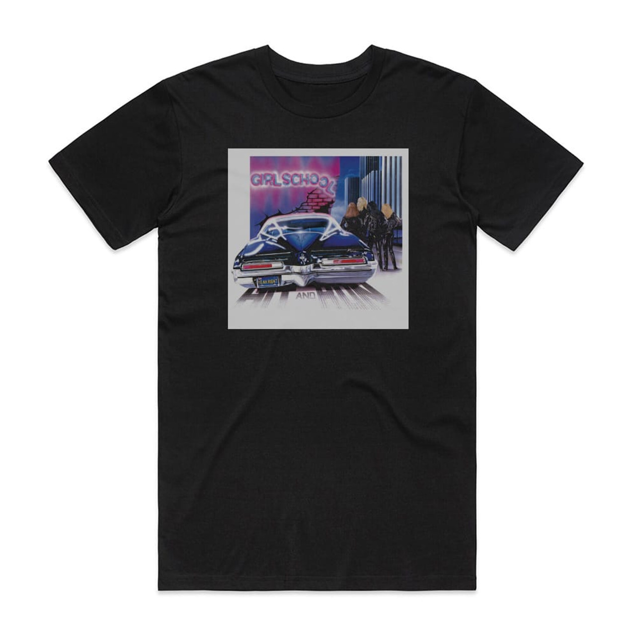 Girlschool Hit And Run 1 Album Cover T-Shirt Black
