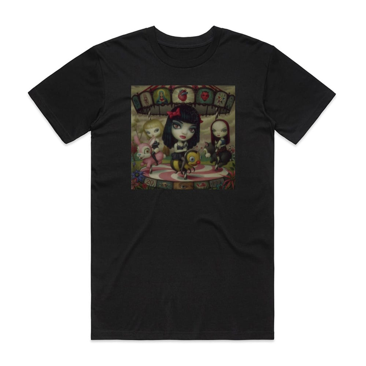 Jack Off Jill Clear Hearts Grey Flowers Album Cover T-Shirt Black