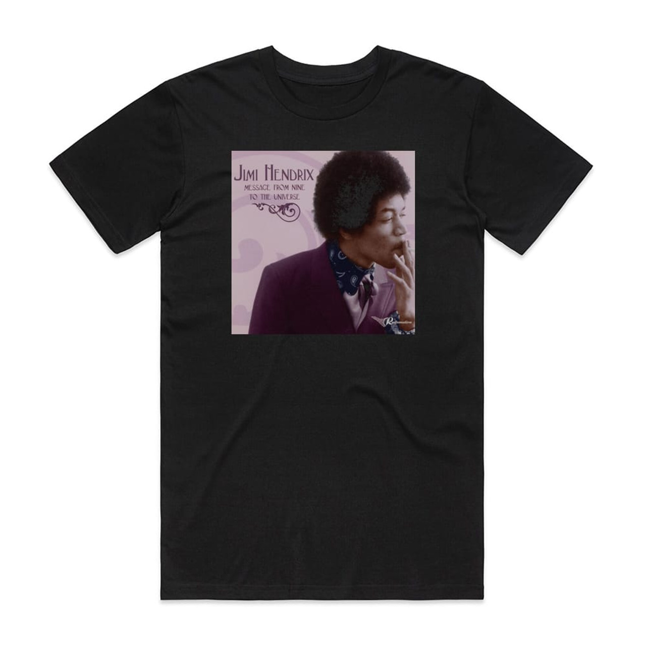 Jimi Hendrix Message From Nine To The Universe Album Cover T-Shirt Black