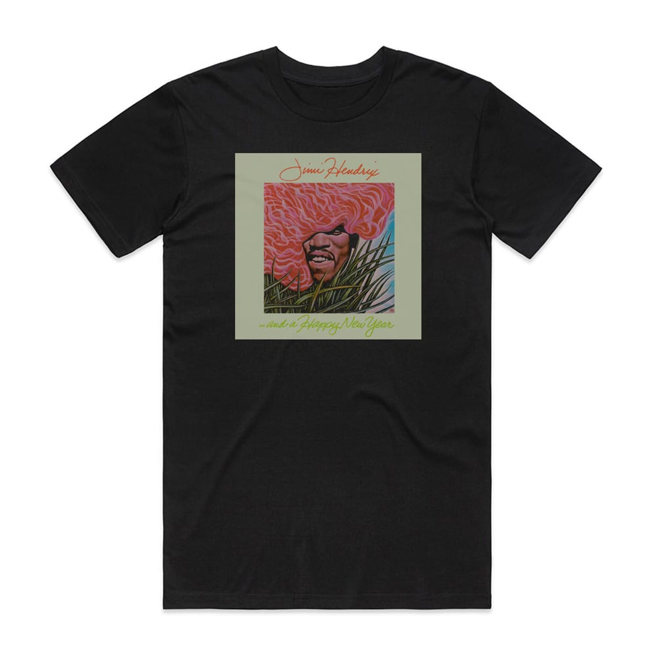 Jimi Hendrix And A Happy New Year Album Cover T-Shirt Black