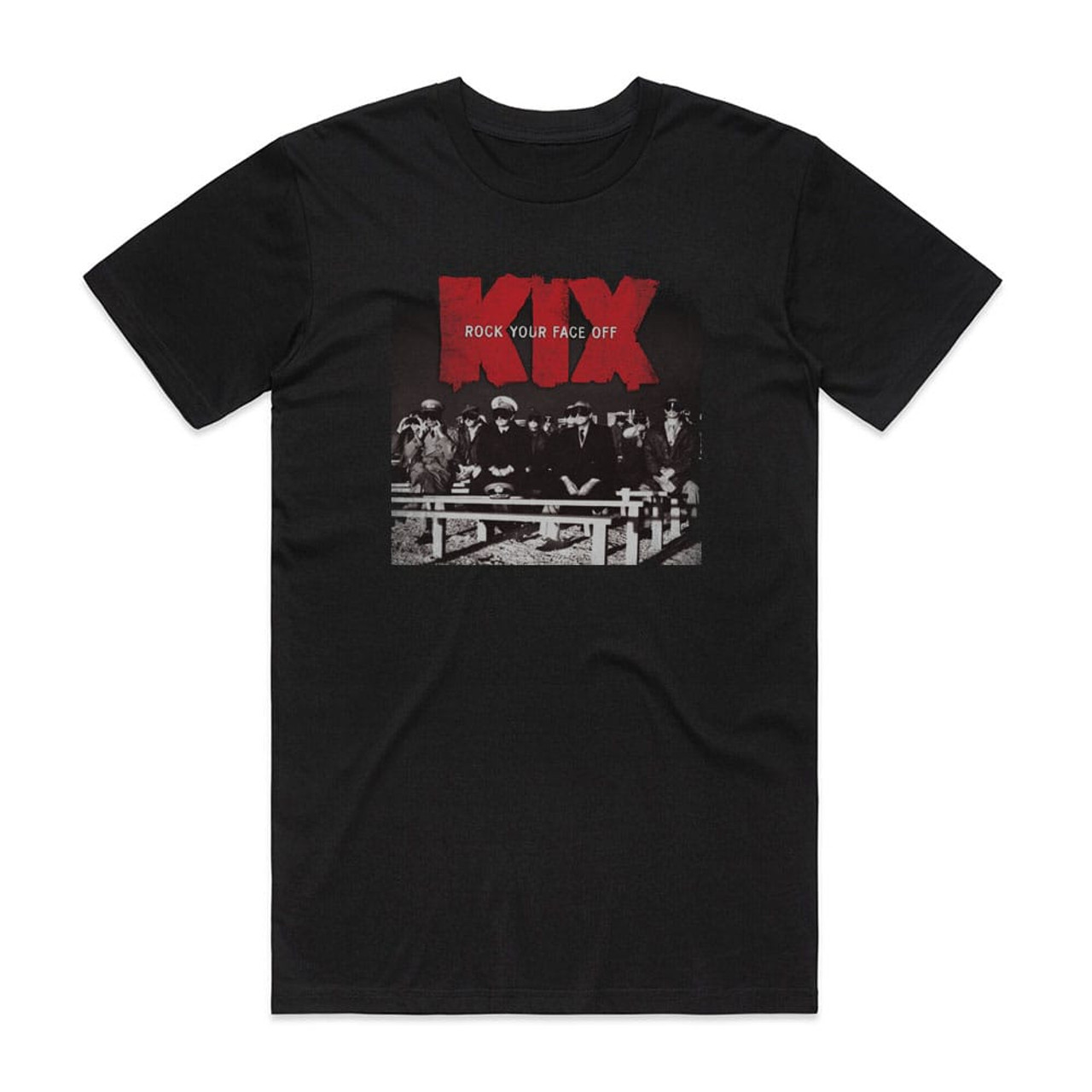 Kix Rock Your Face Off Album Cover T-Shirt Black