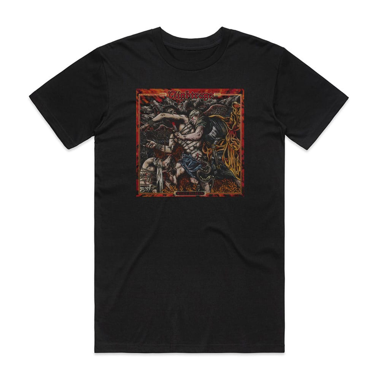 Nightrage Wolf To Man Album Cover T-Shirt Black