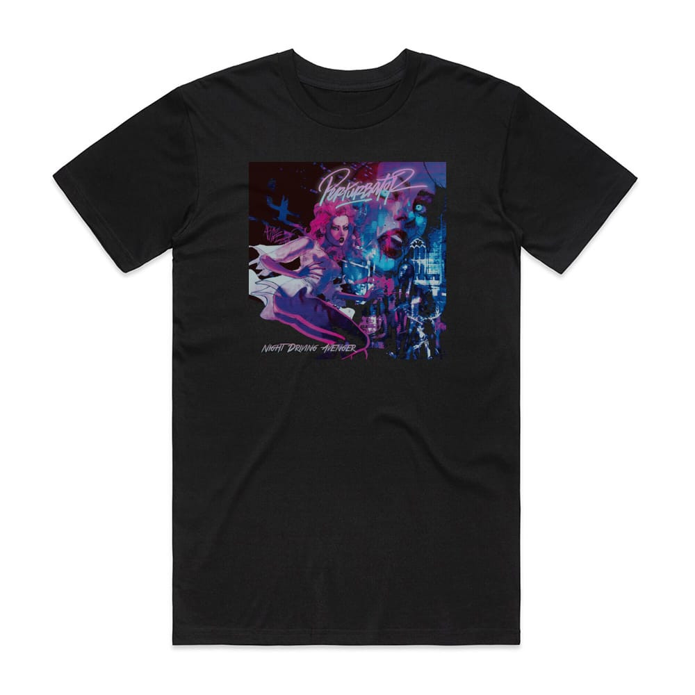Perturbator Night Driving Avenger Album Cover T-Shirt Black
