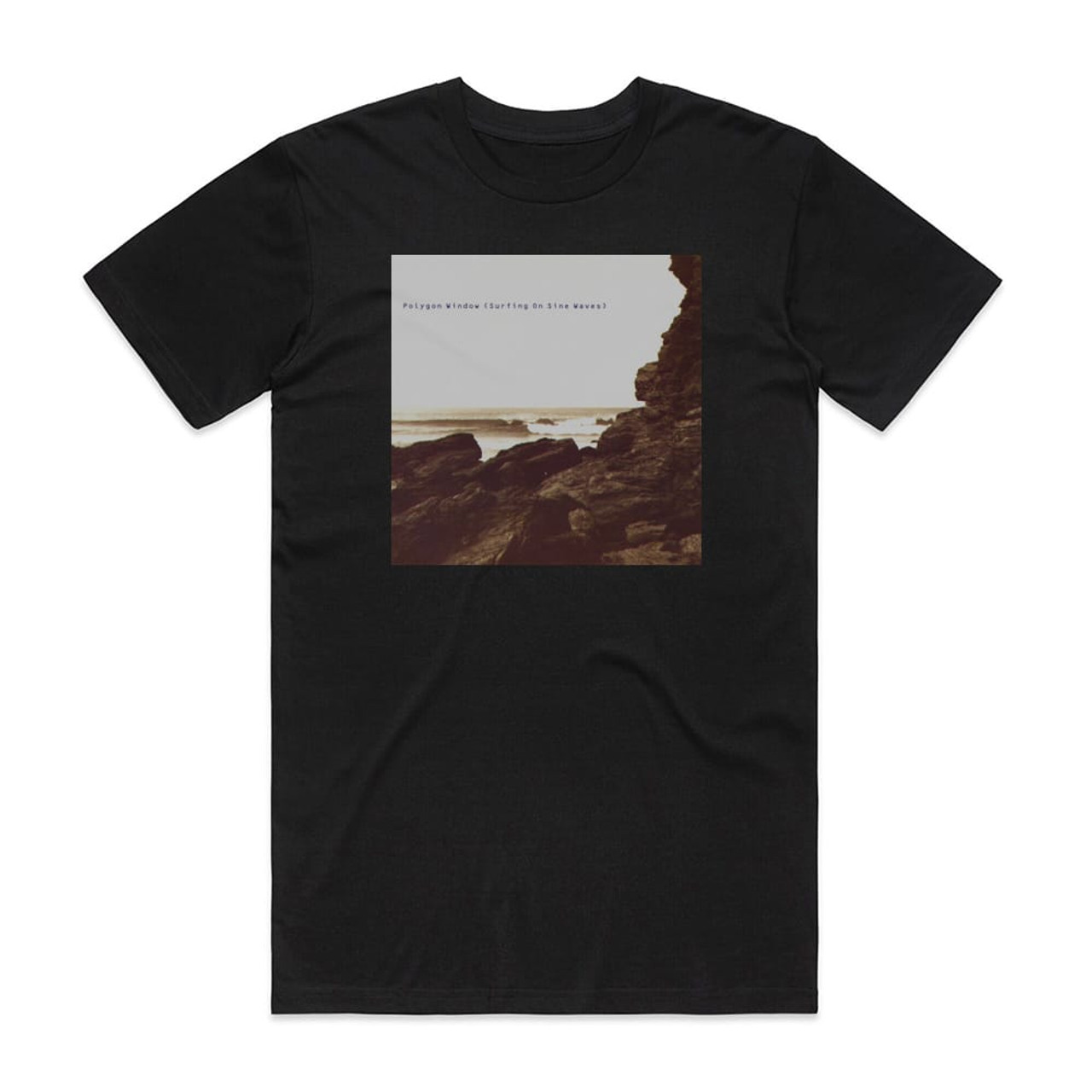 Polygon Window Surfing On Sine Waves Album Cover T-Shirt Black