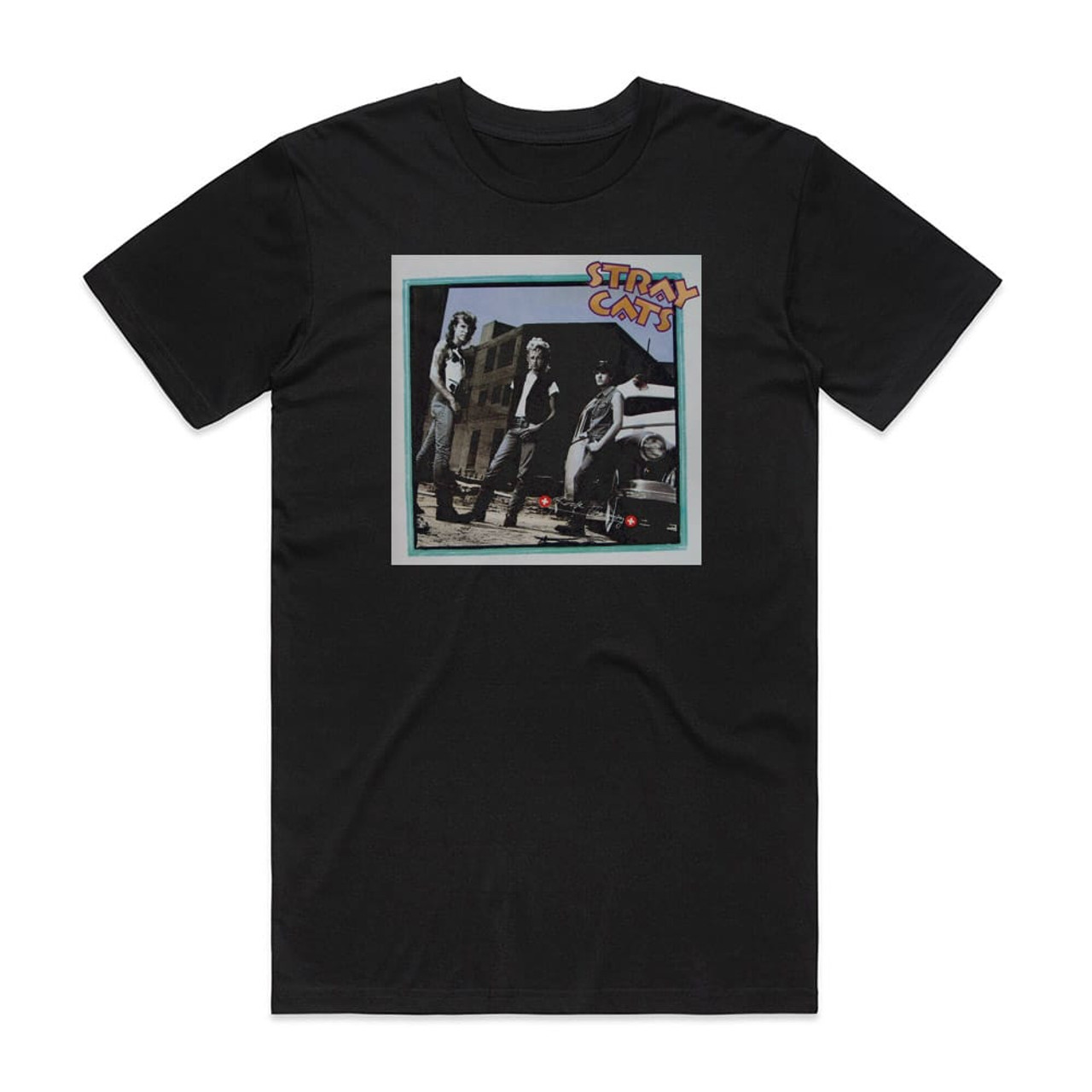 Stray Cats Rock Therapy Album Cover T-Shirt Black