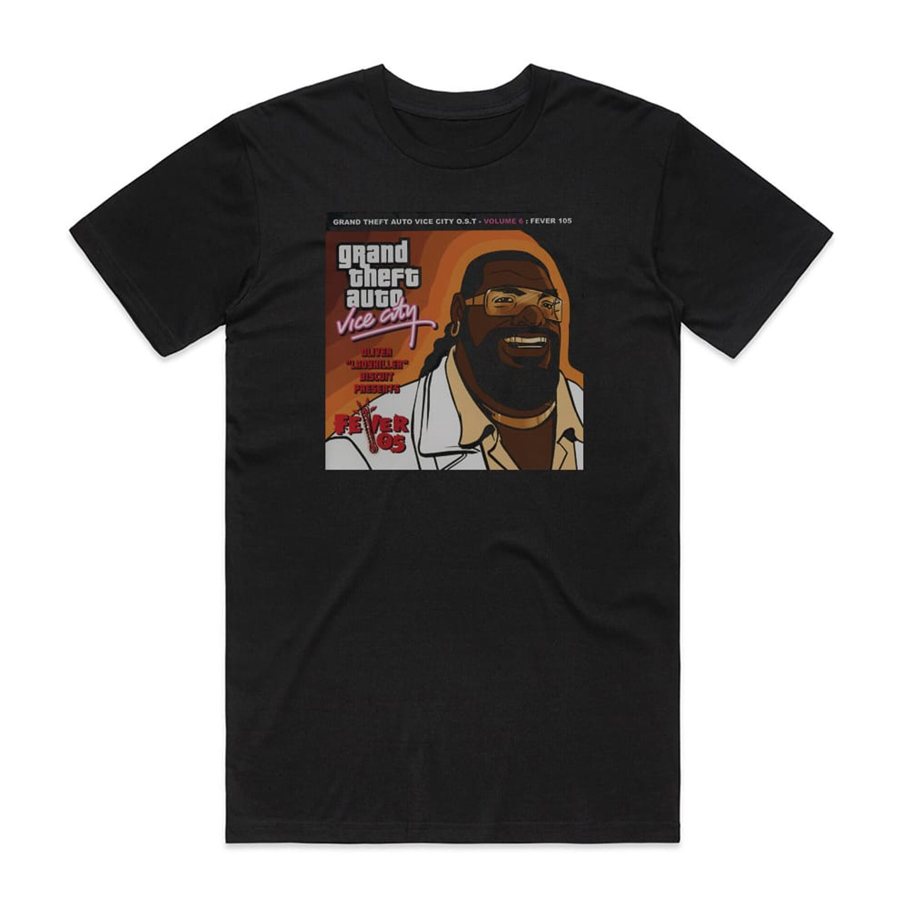 Various Artists Grand Theft Auto Vice City Volume 6 Fever 105 Album Cover  T-Shirt Black