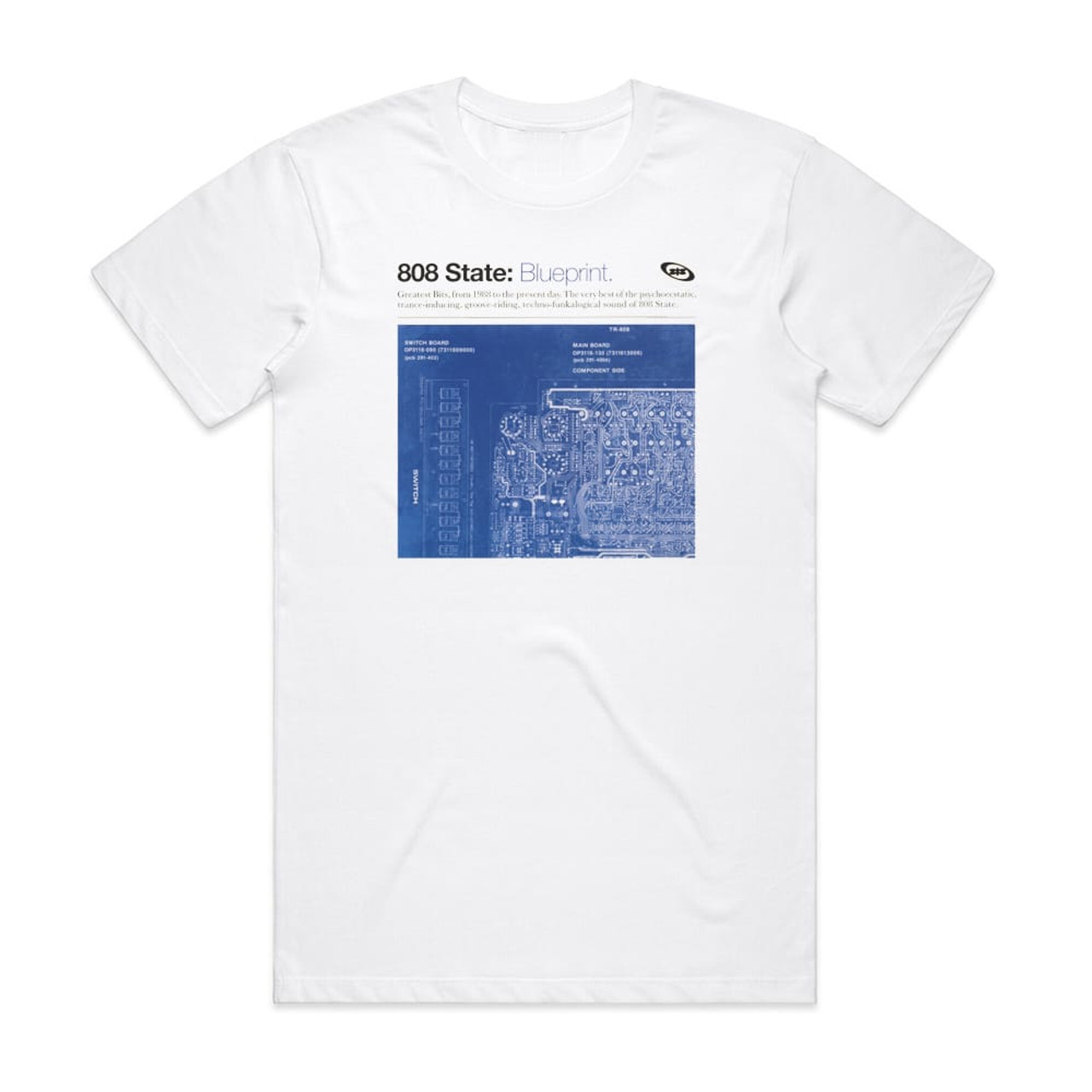 808 State Blueprint Album Cover T-Shirt White