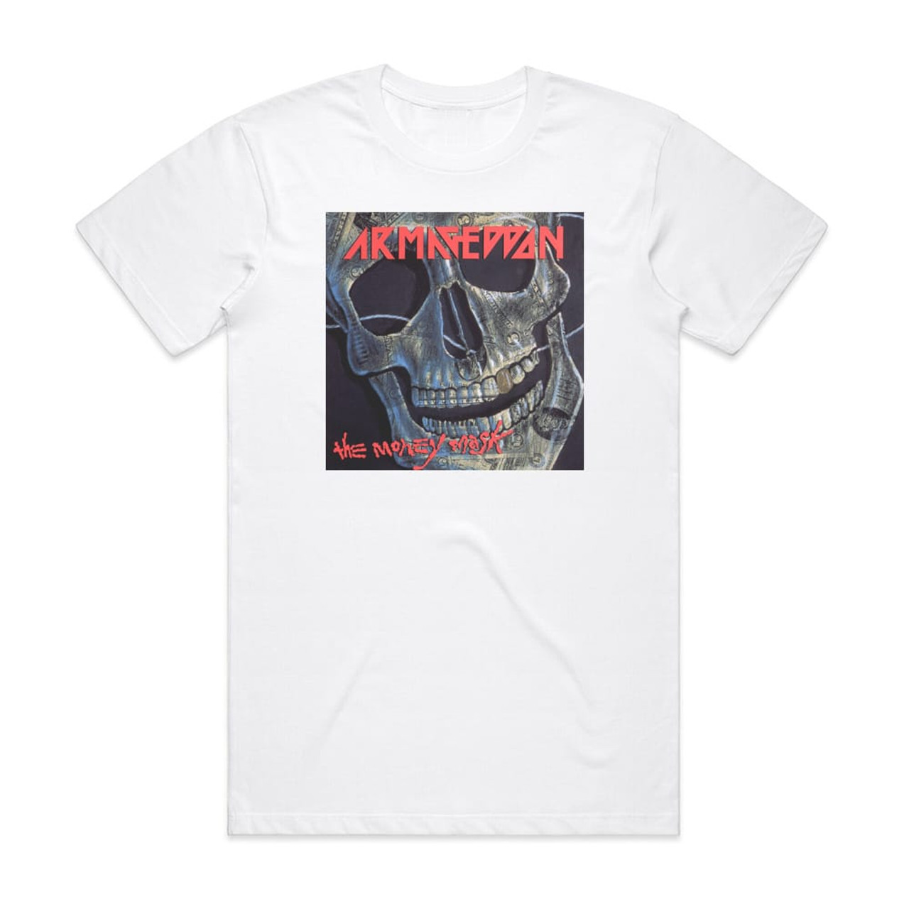 Armageddon The Money Mask Album Cover T-Shirt White