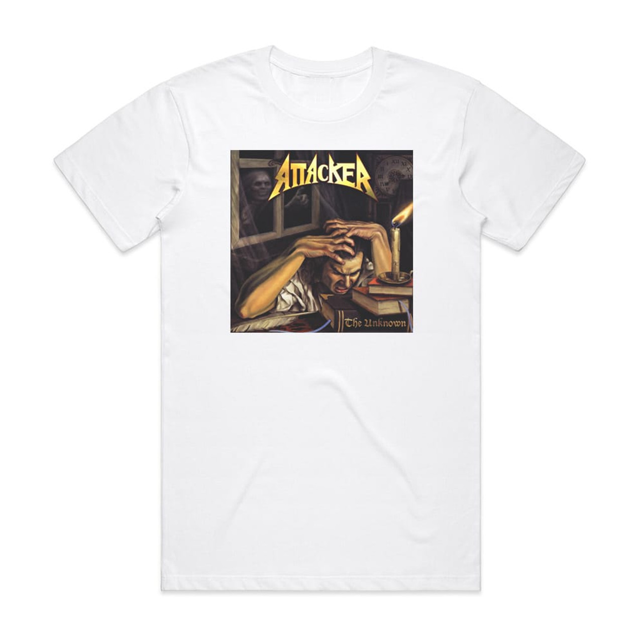 Attacker The Unknown Album Cover T-Shirt White