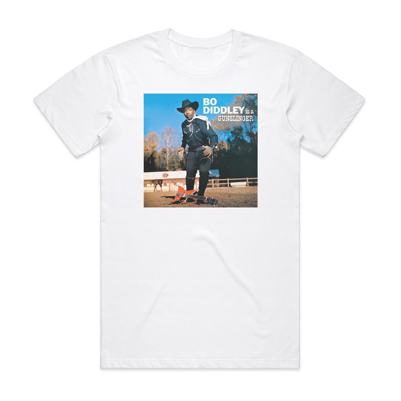 Bo Diddley Bo Diddley Is A Gunslinger Album Cover T-Shirt White