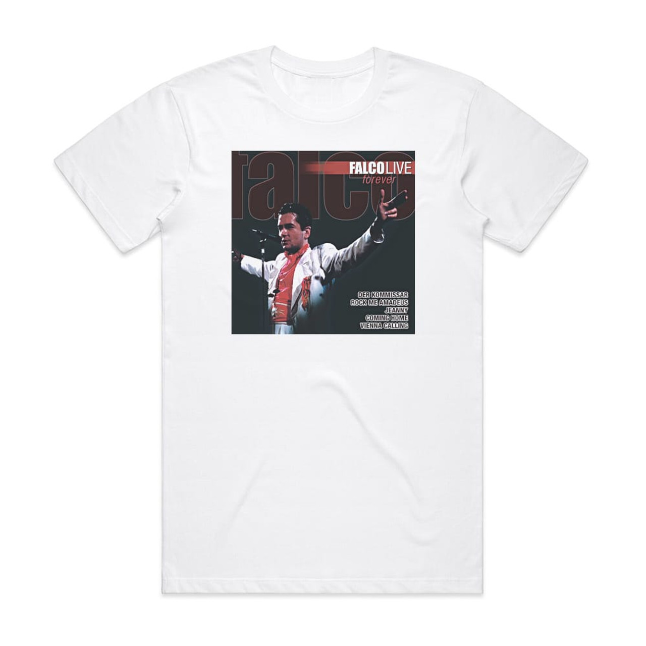 Falco Live Forever Album Cover T-Shirt White