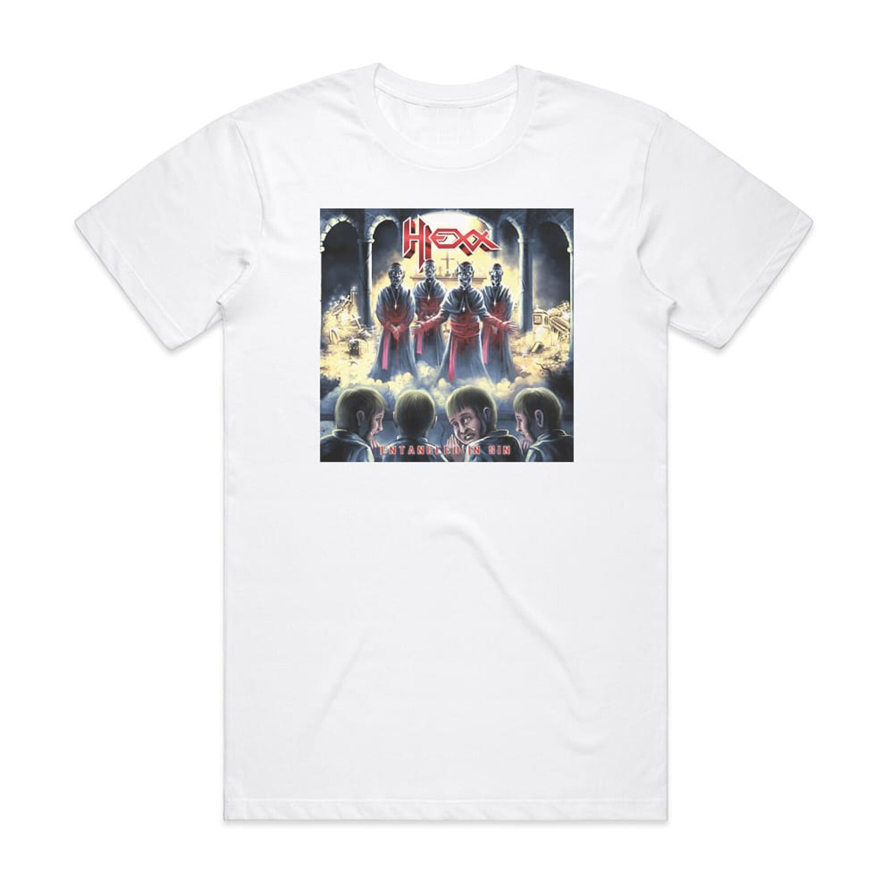 Hexx Entangled In Sin Album Cover T-Shirt White