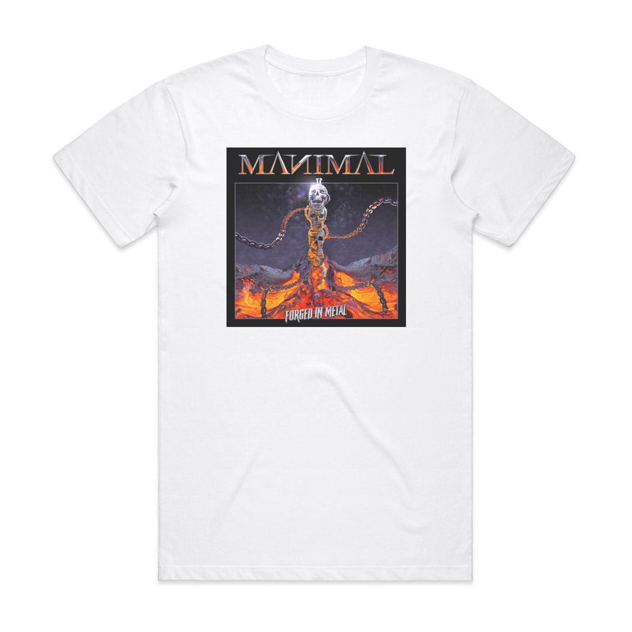 I fare vand blomsten Begyndelsen Manimal Forged In Metal Album Cover T-Shirt White
