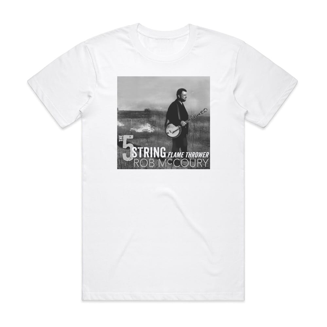 Rob McCoury The 5 String Flame Thrower Album Cover T-Shirt White