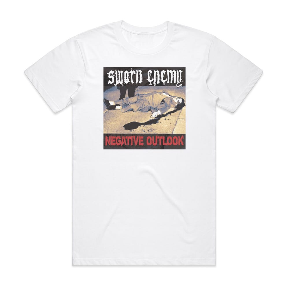 Sworn Enemy Negative Outlook Album Cover T-Shirt White
