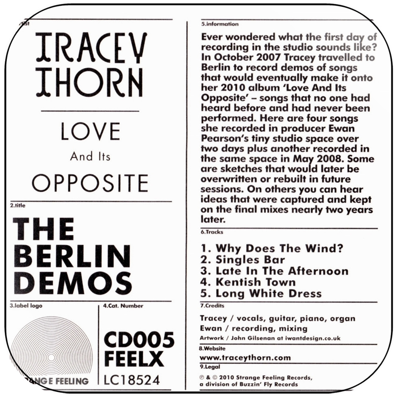 Tracey Thorn Love And Its Opposite 1 Album Cover Sticker