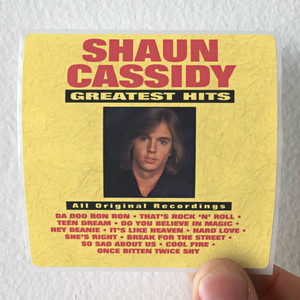 Shaun Cassidy Greatest Hits Album Cover Sticker Shaun Cassidy Greatest Hits Album Cover Sticker