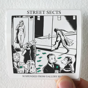 Street Sects Gentrification Iv Suspended From Gallery Rails Album Cover Sticker