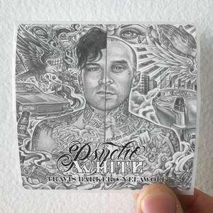 Travis Barker Psycho White Album Cover Sticker Travis Barker Psycho White Album Cover Sticker