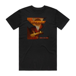 Bonfire Sword And Stone Album Cover T-Shirt Black Bonfire Sword And Stone Album Cover T-Shirt Black