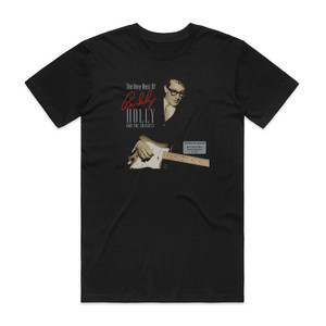 Buddy Holly The Very Best Of Buddy Holly Album Cover T-Shirt Black Buddy Holly The Very Best Of Buddy Holly Album Cover T-Shirt Black