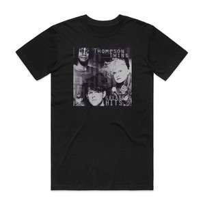 Thompson Twins Greatest Hits Album Cover T-Shirt Black Thompson Twins Greatest Hits Album Cover T-Shirt Black