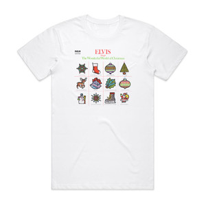 Elvis Presley Elvis Sings The Wonderful World Of Christmas Album Cover T-Shirt White Elvis Presley Elvis Sings The Wonderful World Of Christmas Album Cover T-Shirt White