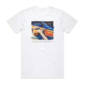 Gary Moore Ballads Blues 1982 1994 Album Cover T-Shirt White Gary Moore Ballads Blues 1982 1994 Album Cover T-Shirt White