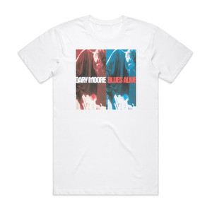 Gary Moore Blues Alive Album Cover T-Shirt White Gary Moore Blues Alive Album Cover T-Shirt White