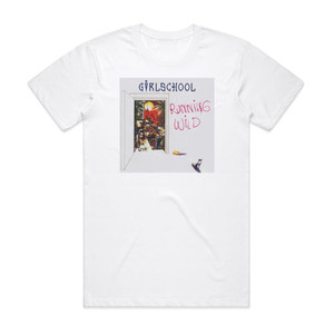 Girlschool Running Wild Album Cover T-Shirt White Girlschool Running Wild Album Cover T-Shirt White