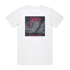 Obituary Cause Of Death Album Cover T-Shirt White Obituary Cause Of Death Album Cover T-Shirt White