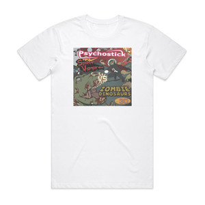 Psychostick Space Vampires Vs Zombie Dinosaurs In 3 D Album Cover T-Shirt White Psychostick Space Vampires Vs Zombie Dinosaurs In 3 D Album Cover T-Shirt White
