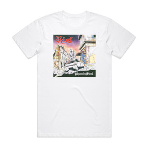 Riot Thundersteel Album Cover T-Shirt White Riot Thundersteel Album Cover T-Shirt White
