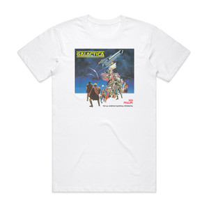 Stu Phillips Battlestar Galactica Album Cover T-Shirt White Stu Phillips Battlestar Galactica Album Cover T-Shirt White