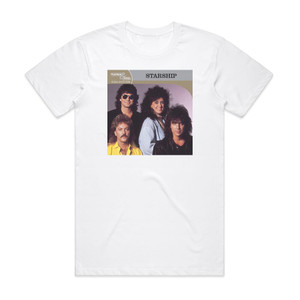 Starship Platinum And Gold Collection Album Cover T-Shirt White Starship Platinum And Gold Collection Album Cover T-Shirt White