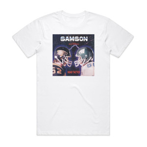 Samson Head Tactics Album Cover T-Shirt White Samson Head Tactics Album Cover T-Shirt White
