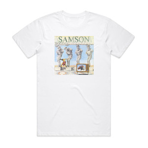 Samson Shock Tactics Album Cover T-Shirt White Samson Shock Tactics Album Cover T-Shirt White