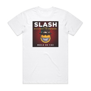 Slash World On Fire Album Cover T-Shirt White Slash World On Fire Album Cover T-Shirt White